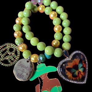 2pc Beaded Charm Bracelet set